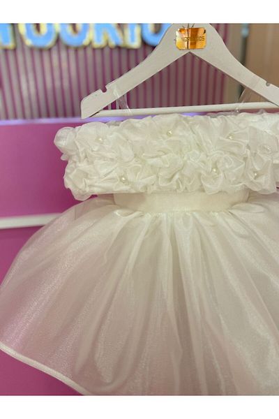 Linarookids Vintage Baby Girl Dress with Cream Strap, Birthday Dress, Photo Shoot Dress, Suitable for 0-12 Years Old