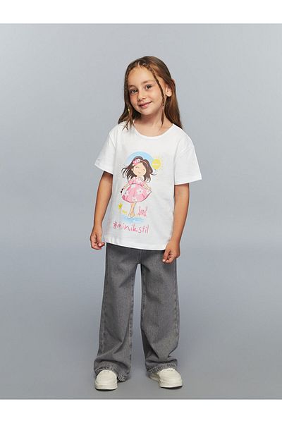 LC Waikiki Quality Parts from Celebi Store |   Crew Neck Slogan Printed Girl's T-Shirt