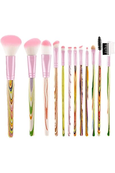 O Ozone مجموعة فرش مكياج من 12 قطعة مصنوعة من شعر صناعي ناعم متعدد الألوان