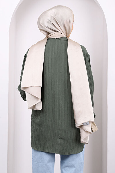 İmajButik Πουκάμισο με λεπτομέρεια με χακί μανίκι