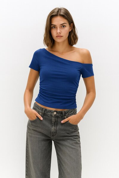 HAKKE Bluză tricotată elastică cu guler asimetric