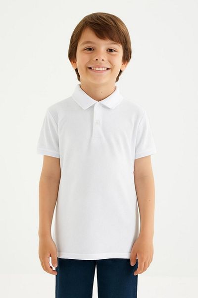 AHENGİM Boys Polo Neck Basic Short Sleeve School T-Shirt Ak-6050