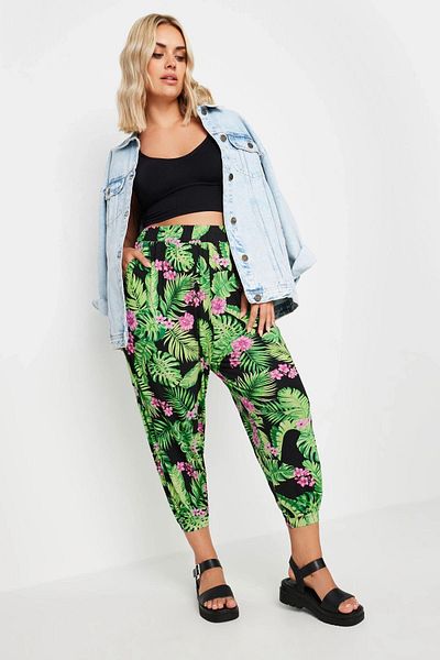Stil Diva Plus Size Jogger Pants with Elastic Detail at the Leg and Waist with Pockets 145107