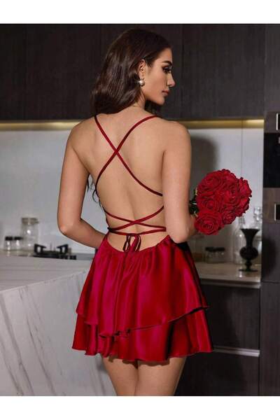 Jermo Women's Satin Binding Detail Morning Dress Nightwear Set 2 Pack