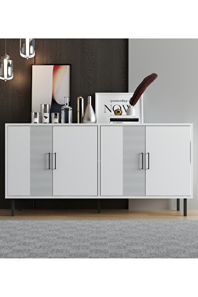 MERT SERT MOBİLYA Bella Konsol, Tv Sehpası, Tv Ünitesi, Desen Kapak 150cm, Me...