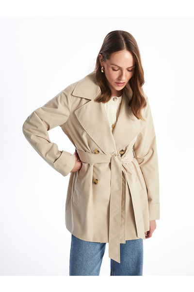LC Waikiki Lcwaikiki Classic Beige Double Breasted Collar Women's Trench Coat