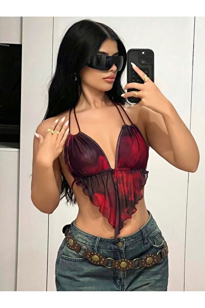 Ruselin Crop Kadın ,Gece Şıklığı ve Özel Günler İçin Şık Kısa Üst