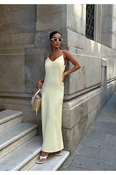 GLAMMOSS L'Atelier Μάξι φόρεμα με λουράκια με βαθύ λαιμόκοψη GLM-549