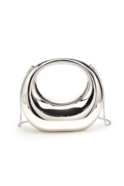 neslyaccessories Τσάντα από ασημί πλάκα με εφέ καθρέφτη
