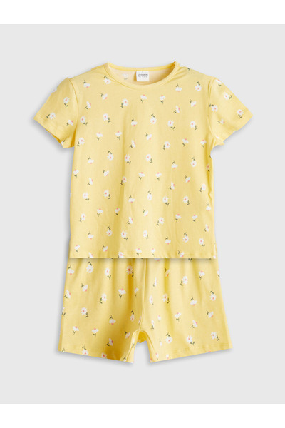 LC Waikiki Winter Collection Printed Special Design Girls' Shorts Pajama Set Ciyt