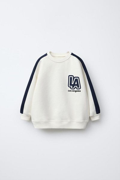 Magu Boys' Cotton White La Printed Sweatshirt Tracksuit Bottom-Top Set