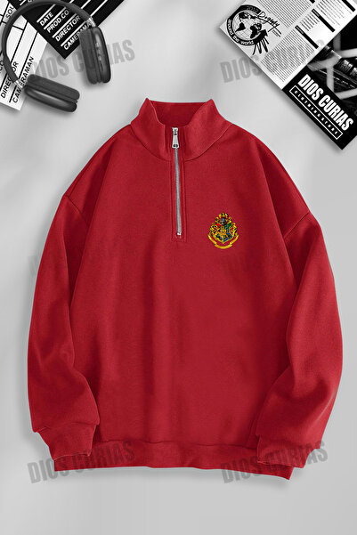 darkopia Unisex Kadın Erkek Hogwarts Unıversity Baskılı Dik Yaka Yarım Fermua...