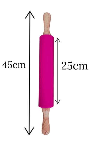 Multiamo Large Size Silicone Dough Rolling Mat Bamboo Handle Silicone Roller Metal Dough Cutting Apparatus Fuchia