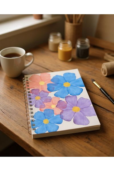 Chi-Chi Papers A5 Checkered Spiral Notebook |   Handmade, 96 Sheets, Ivory Paper