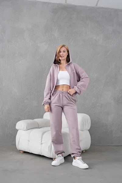 Lamanuel Zippered Adjustable Elastic Printed Hooded Tracksuit Set
