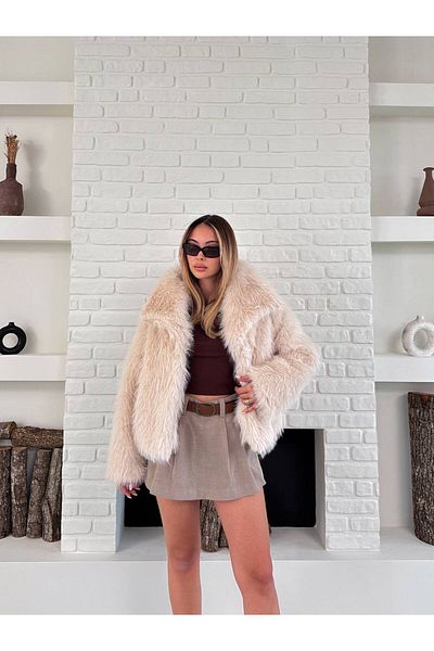 ZF BUTİK Women's Premium Collared Imported Faux Fur