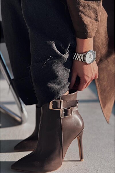 I Love Shoes Traxes Mat Deri Toka Detaylı Acı Kahve Kadın Bot