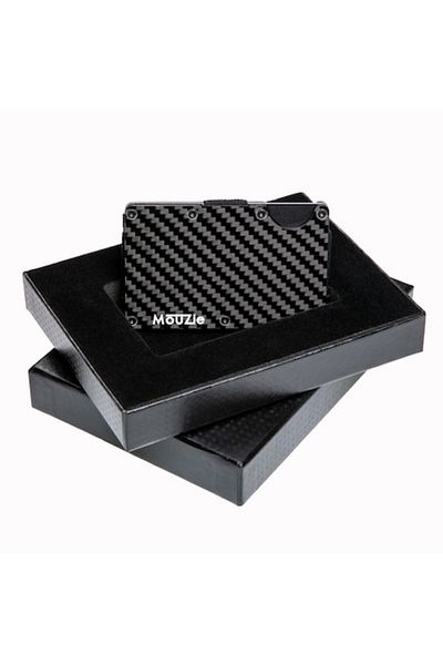 Mouzie Premium Wallet for Men, Aluminum, Carbon Fiber, RFID Protection