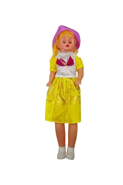 Other Soft Plush Doll with Golden Hair & Pink Hat – Yellow Dress, Perfect for Girls (Ages 3+)
