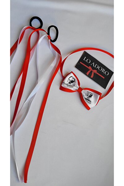 LO ADORO 23 aprilie 29 octombrie Spectacol 20 bucăți 10 perechi de brățări roșii și albe cu cataramă 10 bucăți papion cu poze ale Ataturk