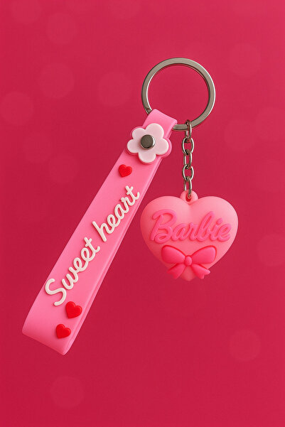 Dia store Pink Barbie Heart Silicone Keychain Bag Accessory