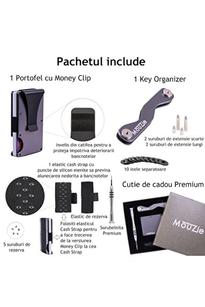 Mouzie Premium Aluminum Wallet for Men with Money Clip