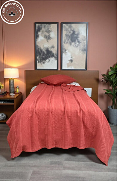 VESSİNOHOME “%100 Cotton Single Pique Set with Border (Pique-160X230, Pillowcase-50*70) Soft & Breathable