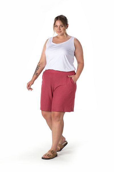 Stil Diva Plus Size Elastic Waist Pocket Shorts 216186