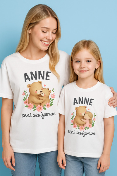 SVART WEAR Sevgi Mother Daughter Kids Combination T-Shirt Set 100% Cotton Oversize T-Shirt Twin (Single Price)