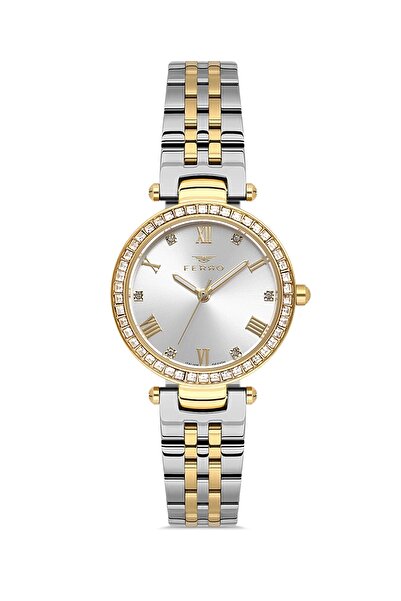 FERRO Sarı ve Gümüş Çelik Kordon Kadın Kol Saati FL21593AWT-D