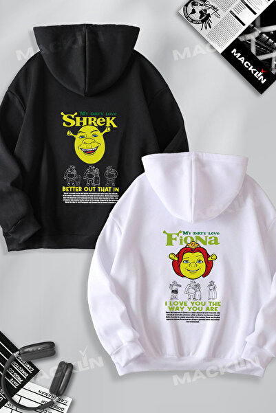 darkopia Set de 2 hanorace cu glugă cu design personalizat, cu imprimeu pe sp...