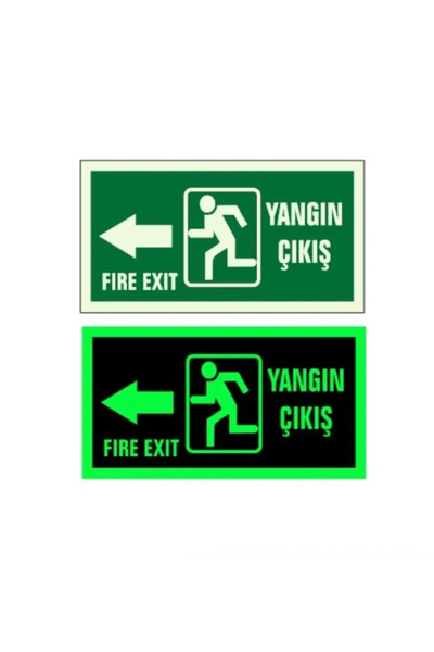 SIRADIŞI REKLAM لافتة تحذيرية مضيئة على اليسار لإخراج الحريق