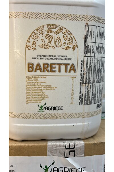AGRİEGE GÜBRE NPK BARETTA 5 LT AZOT FOSFOR POTASYUM