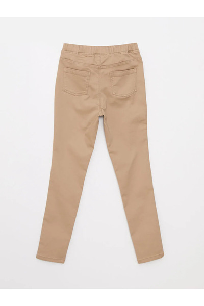 LC Waikiki Lcw Kidsbeige Elastic Waist Basic Gabardine Girl's Trousers