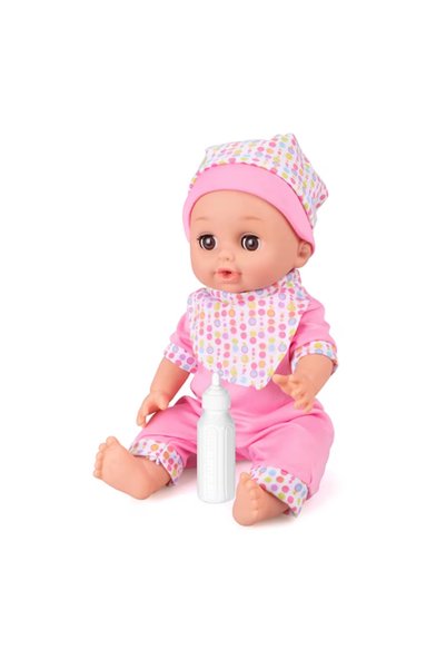 LUDIRO Papusa Bebelus 30 Cm, 12 Sunete, Vorbeste, Bea Apa si Face Pipi, Cu Biberon, + 3 Ani