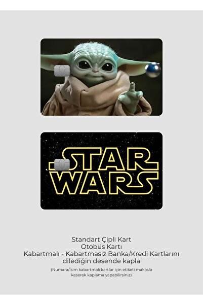 hediyenebak 2 Pack Baby Yoda - Papara, Tosla, Bus Card Covering Sticker for Credit Card