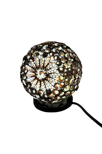 OEM Lampă Boho din Scoici - Glob Twist Ciocolată - 15cm