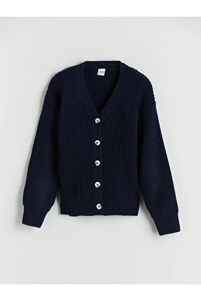 LC Waikiki Lcw Kidsnavy Blue V-Neck Girl's Knitwear Cardigan