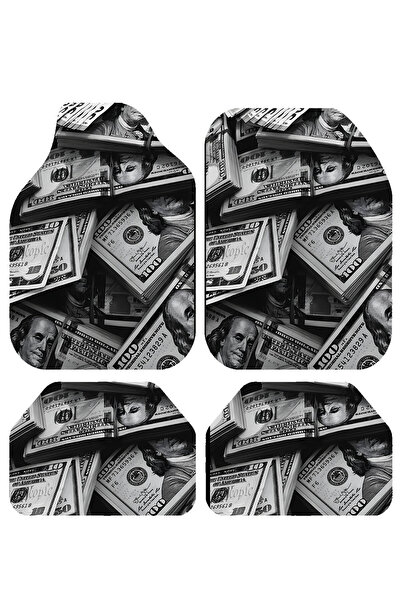 PATENTH Para Money Dolar Desenli Dekoratif 4'lü OtoPaspas Takımı TümAraçlaraU...