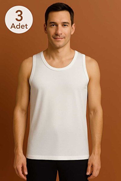 GÜMÜŞ White Strap Men's Undershirt Premium Advantageous Package 3 Pieces 100%...