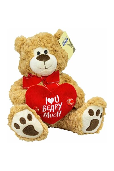 OEM Ursulet de plus cu Sunete, Inima, Mesaj romantic, Beary Much, Maro, Inaltime 30cm