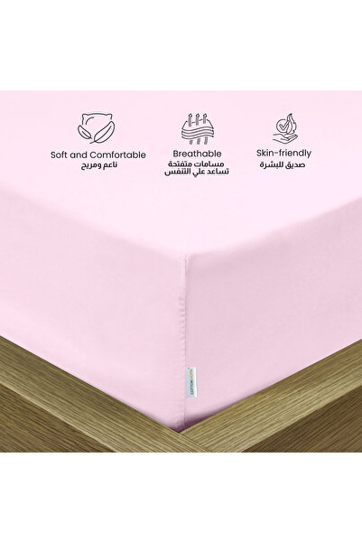 COTTON HOME Supersoft 1 Piece Fitted Sheet 160x200+30cm Double Size Bed Sheet Deep Pocket Design for Secure Fit