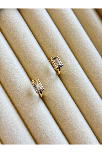 lotusbybuket 14K Gold Color Vip Steel Zirconium Ring Single Stone Minimal Earrings
