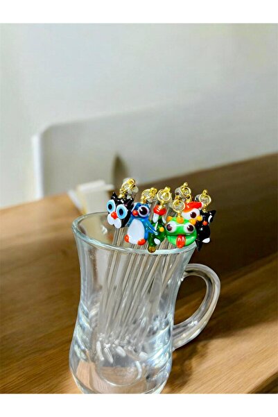 Arsglass Glass Set of 6 Mixed Figured Tea Spoon Set