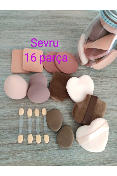 SEVRU Professional Makyaj Süngeri 16 Parça Özel Kavanoz Kutulu Makyaj Sünger Seti