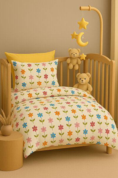 Sheri Home Bebek Hassas Ciltleri için Pamuklu ve Nefes Alabilen Nevresim Takımı