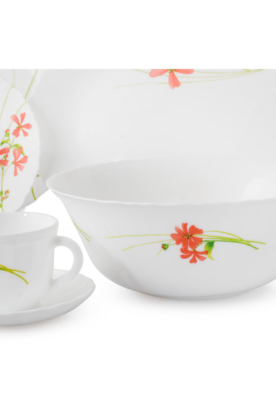 ALSAIF 76-piece Arcopal dining set for 12 people with beautiful, vibrant floral patterns