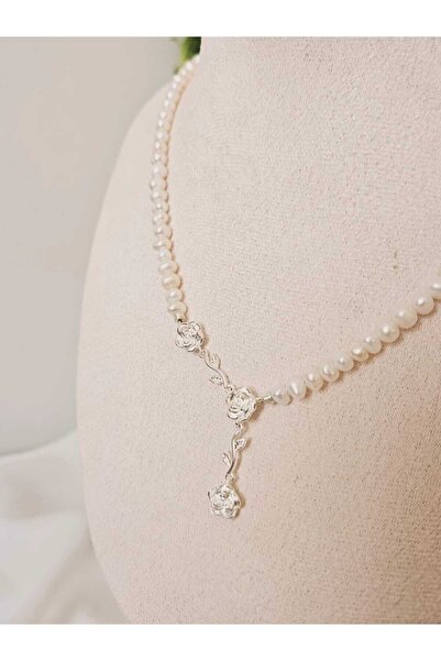 İNCİORA JEWELRY Doğal Gerçek İnci Çiçek Detaylı Gümüş Set