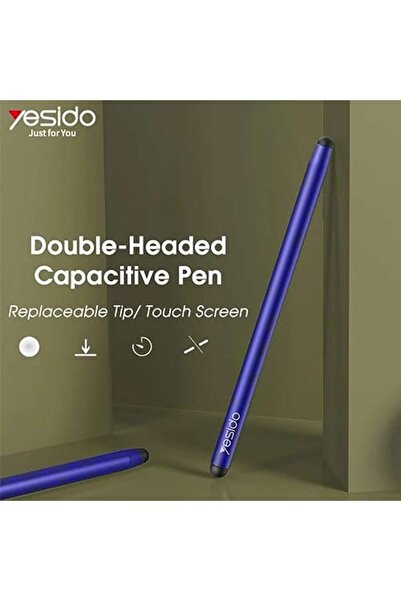 dalip Capacitive Stylus Pen with 2 Tips, 4mm and 8mm, Aluminum, ST01, Blue