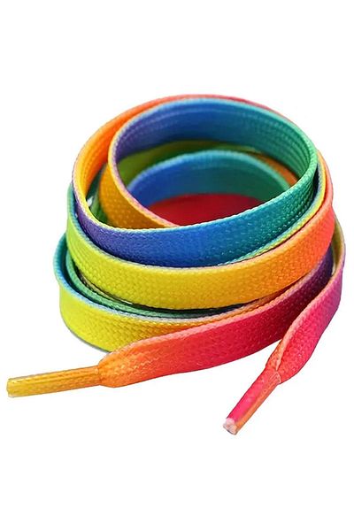 hapshoe 100 cm Rainbow Colored Flat Shoelaces